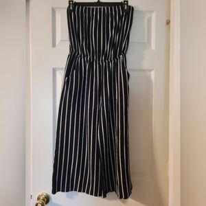 Ambiance Black and White Striped Jumpsuit